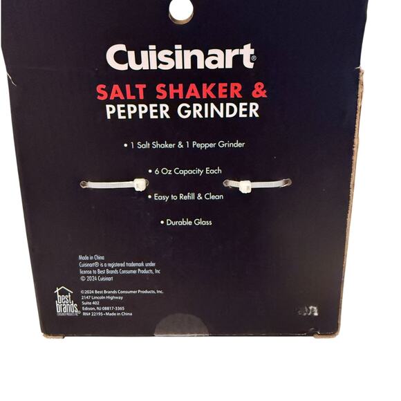 Cuisinart Salt Shaker and Pepper Grinder Set With 6 Oz Capacity Each Kitchen NEW - Picture 4 of 4